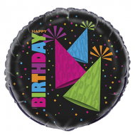 Neon Party Hats Happy Birthday Balloon
